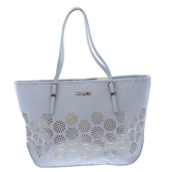 Nine West Handbags - NWT Nine West It Girl Dust Blue Floral Silver Cut Out Accents Tote Bag